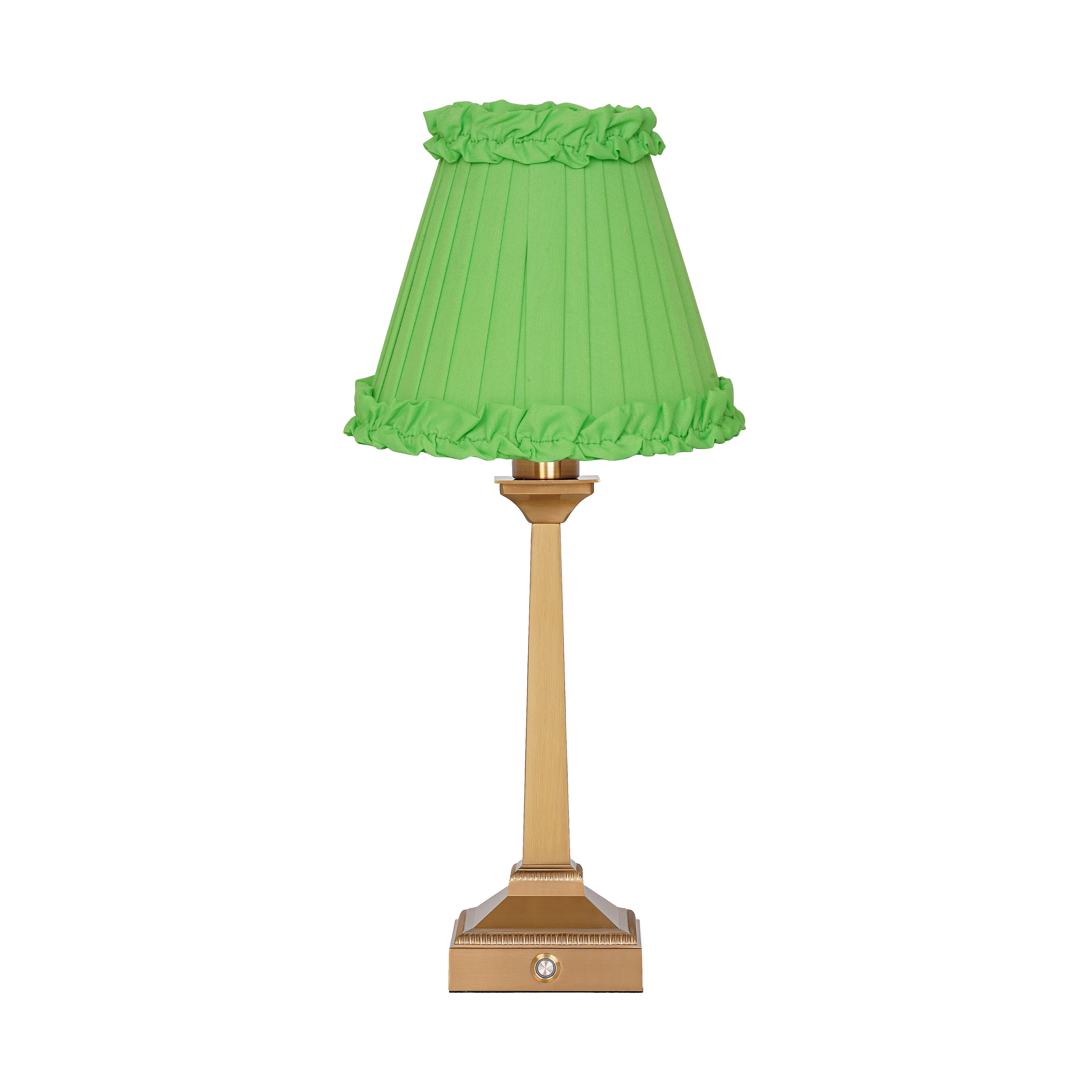 EFFIEL Rechargeable Lamp with Lime Green Frilled Fabric Lampshade