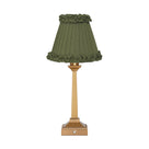 EIFFEL Rechargeable Lamp with Olive Green Frilled Fabric Lampshade