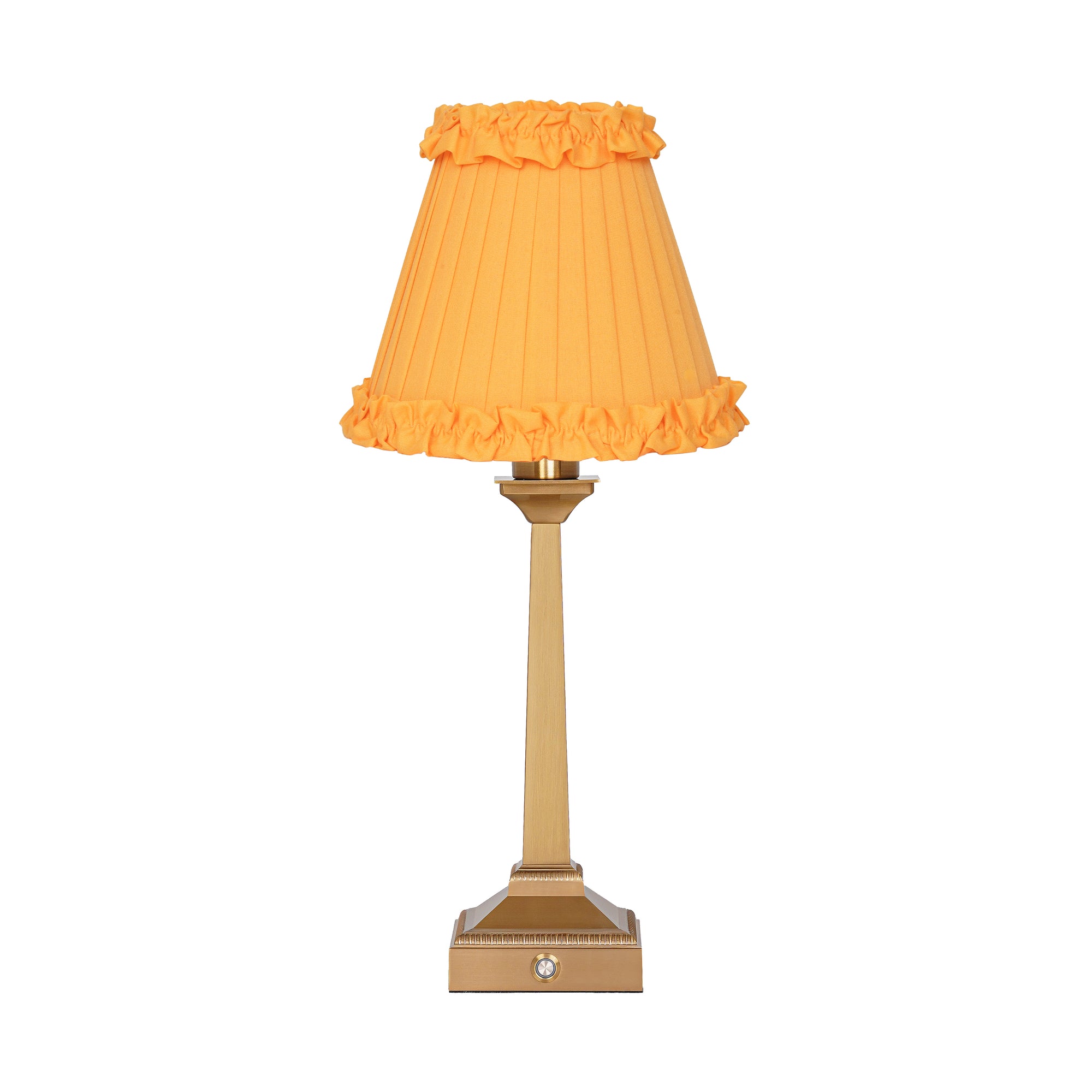 EFFIEL Rechargeable Lamp with Marigold Frilled Fabric Lampshade