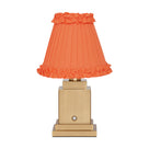 OSCAR Brass Rechargeable Lamp with VERMILION Frilled Fabric Lampshade