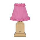 OSCAR Brass Rechargeable Lamp with FUCHSIA Frilled Fabric Lampshade