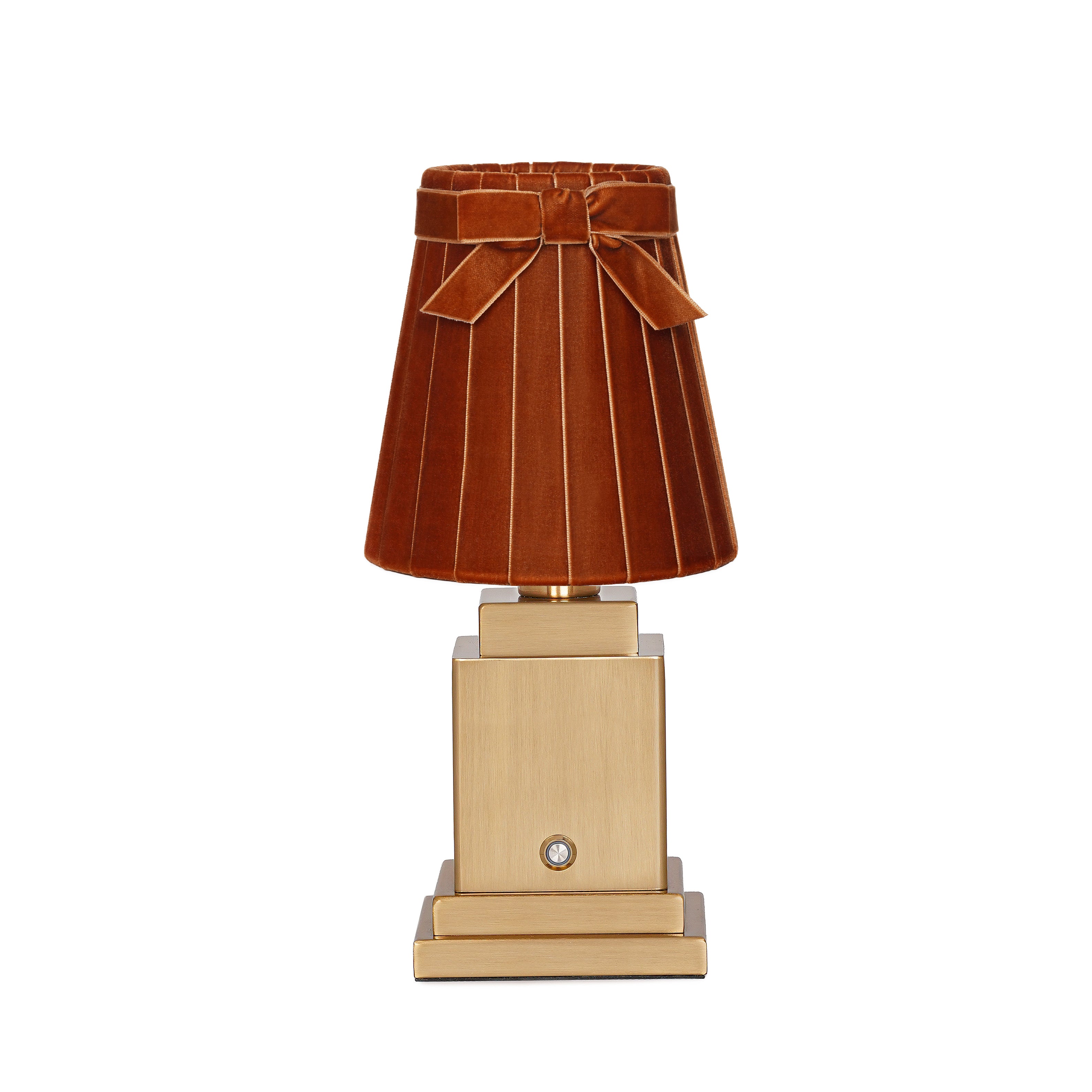 OSCAR Brass Rechargeable Lamp with 5.5" Burnt Orange Velvet Lampshade
