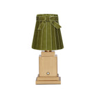 OSCAR Brass Rechargeable Lamp with 5.5" Olive Green Velvet Lampshade