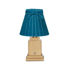 OSCAR Brass Rechargeable Lamp with 7.1" Teal Velvet Lampshade