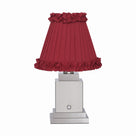 OSCAR Silver Rechargeable Lamp with Red Wine Frilled Fabric Lampshade