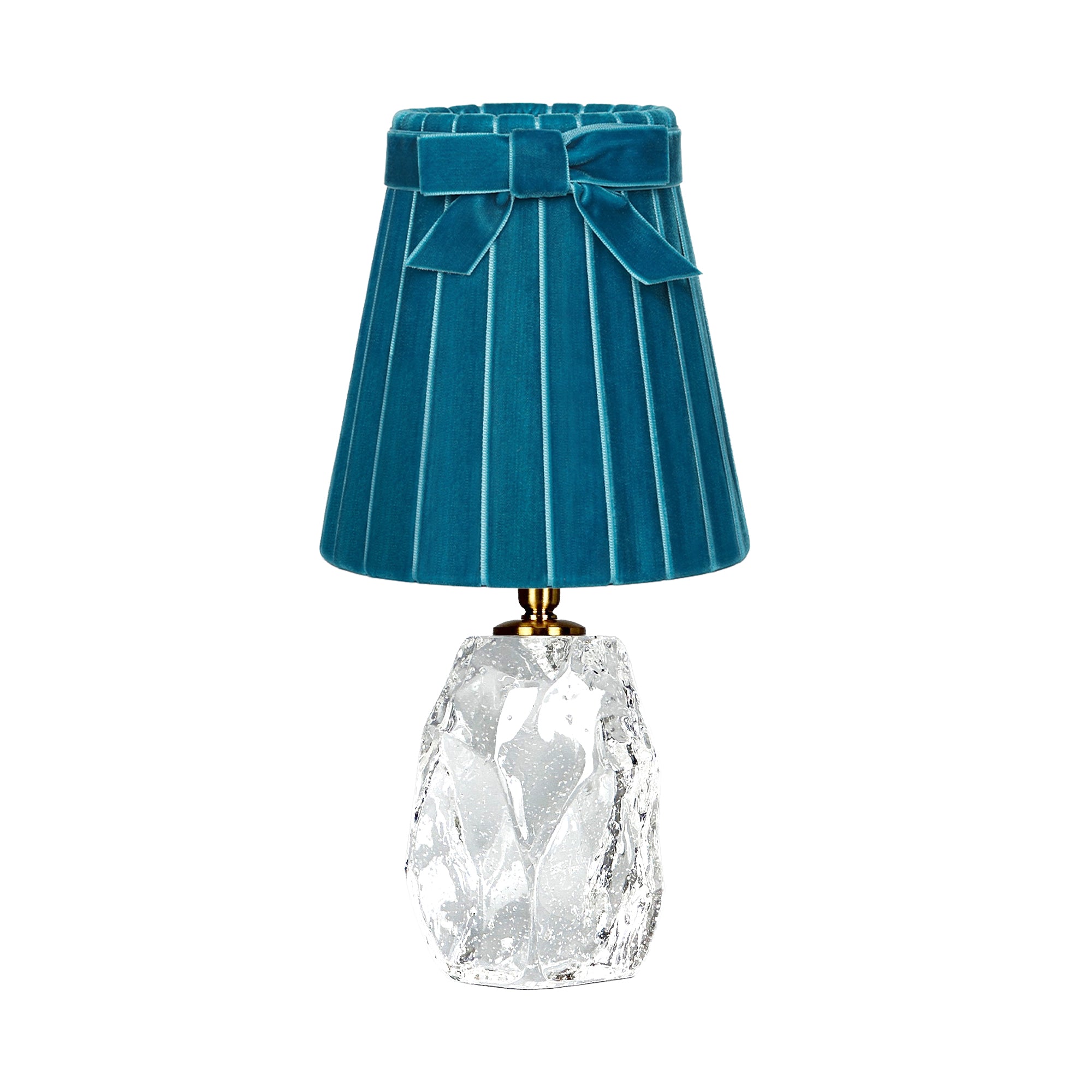 CINDERELLA RECHARGEABLE LAMP WITH TEAL VELVET LAMPSHADE (14CM)