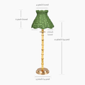 NATURAL BAMBOO Rechargeable Lamp With Olive Seagrass Ruffle Lampshade