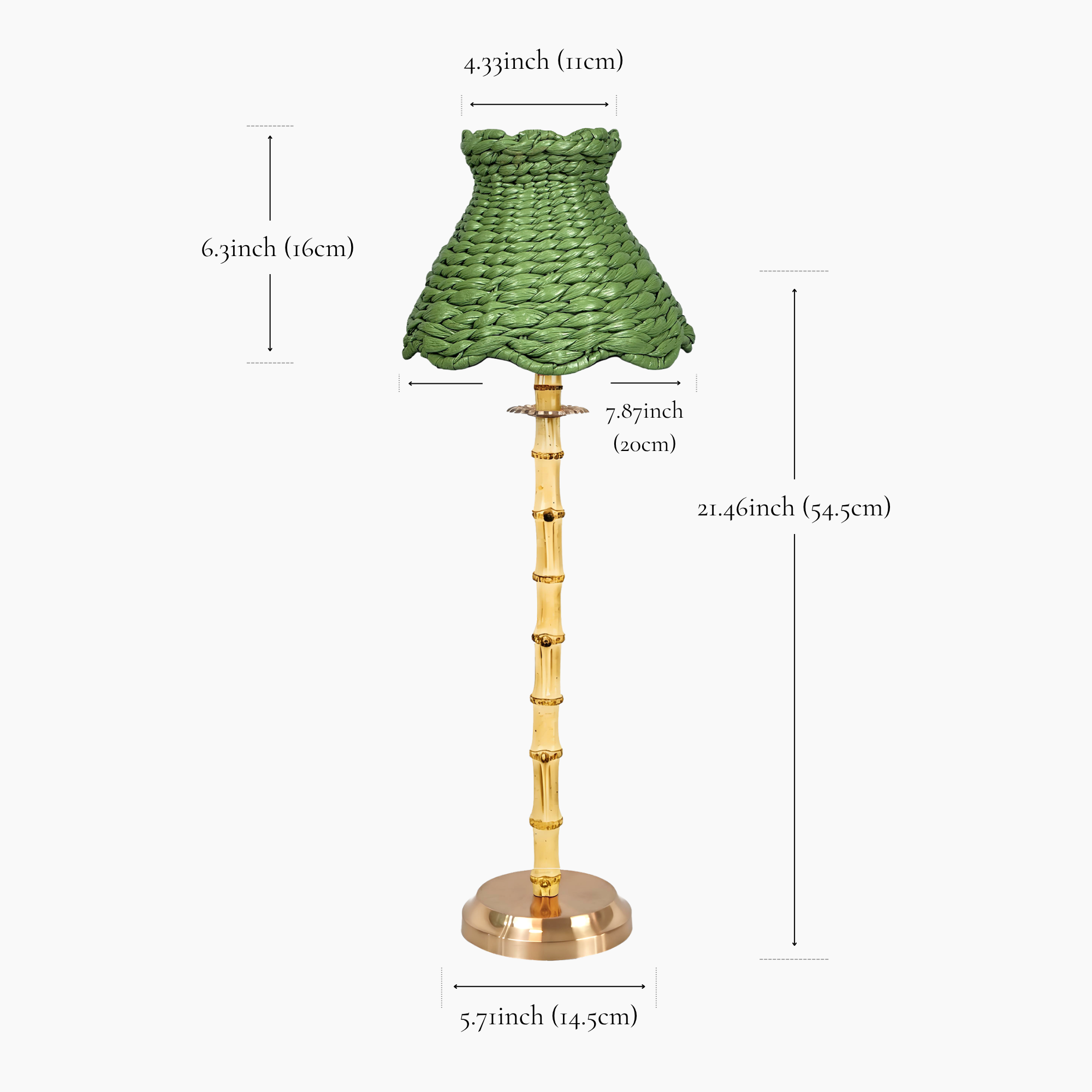 NATURAL BAMBOO Rechargeable Lamp With Olive Seagrass Ruffle Lampshade