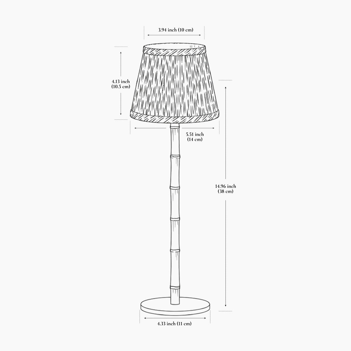 BAMBOOTIC Rechargeable Lamp with Oriental Gardenia Silk Lampshade