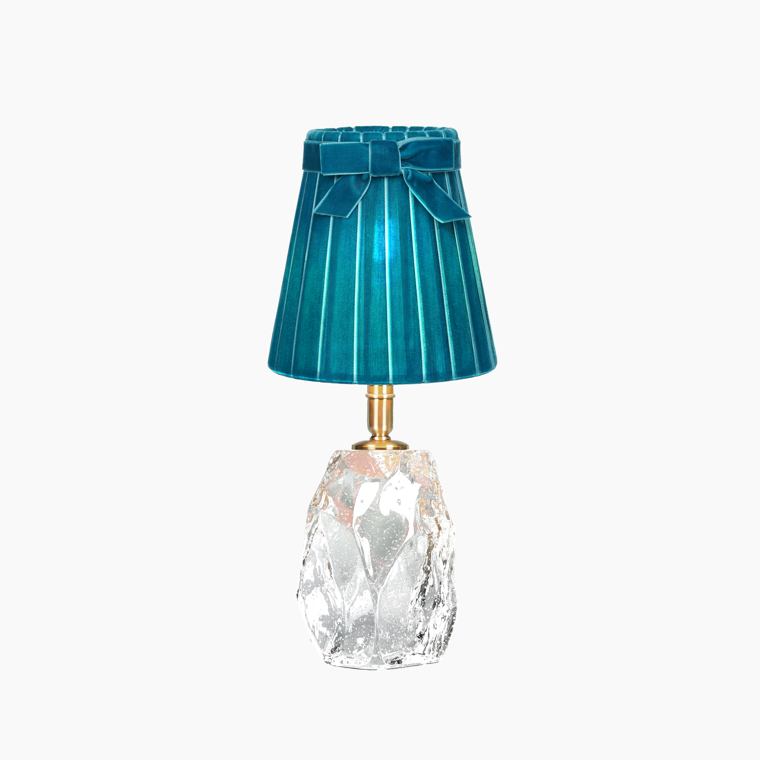 CINDERELLA RECHARGEABLE LAMP WITH TEAL VELVET LAMPSHADE (14CM)
