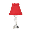 MERLIN Crystal Rechargeable Lamp With Red Brick Frilled Fabric Lampshade