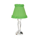 MERLIN Crystal Rechargeable Lamp With Lime Green Frilled Fabric Lampshade