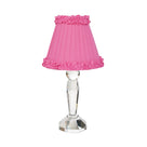 MERLIN Crystal Rechargeable Lamp With Fuchsia Frilled Fabric Lampshade
