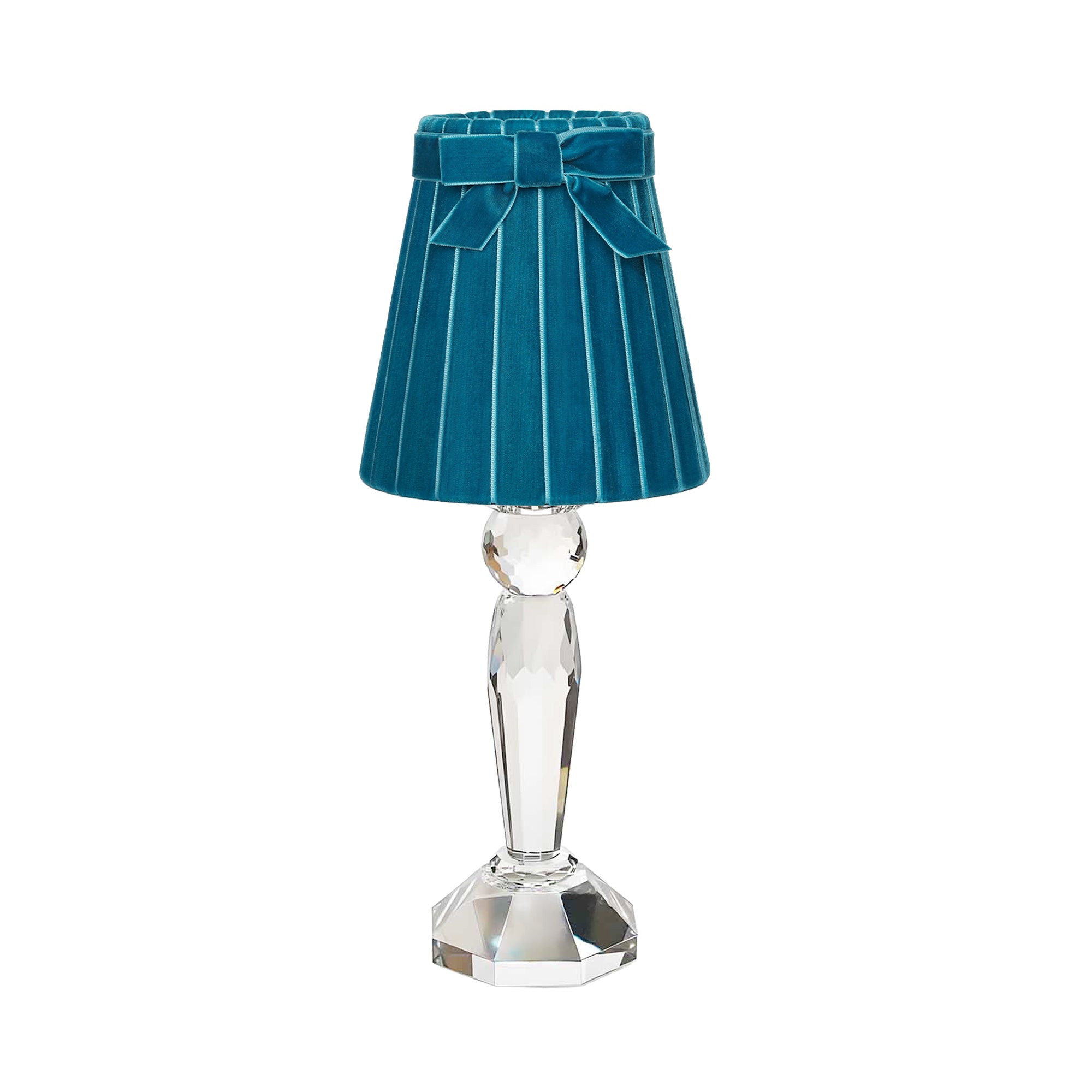 MERLIN Crystal Rechargeable Lamp with 5.5" Teal Velvet Lampshade
