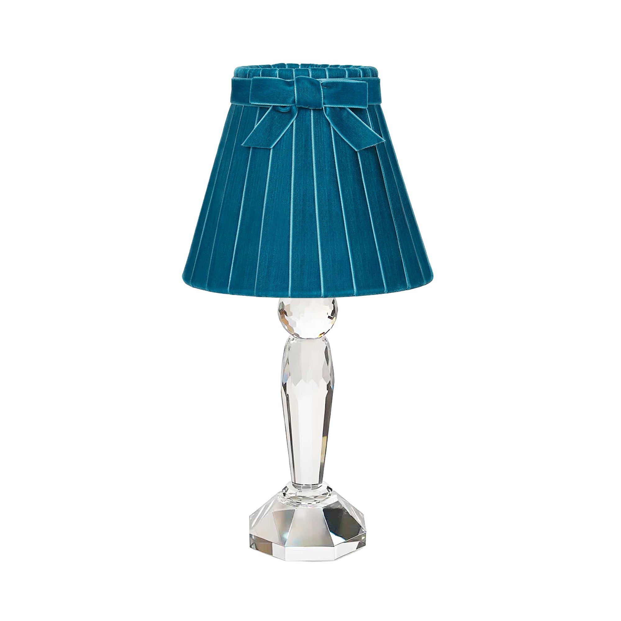 MERLIN CRYSTAL RECHARGEABLE LAMP WITH TEAL VELVET LAMPSHADE (18CM)