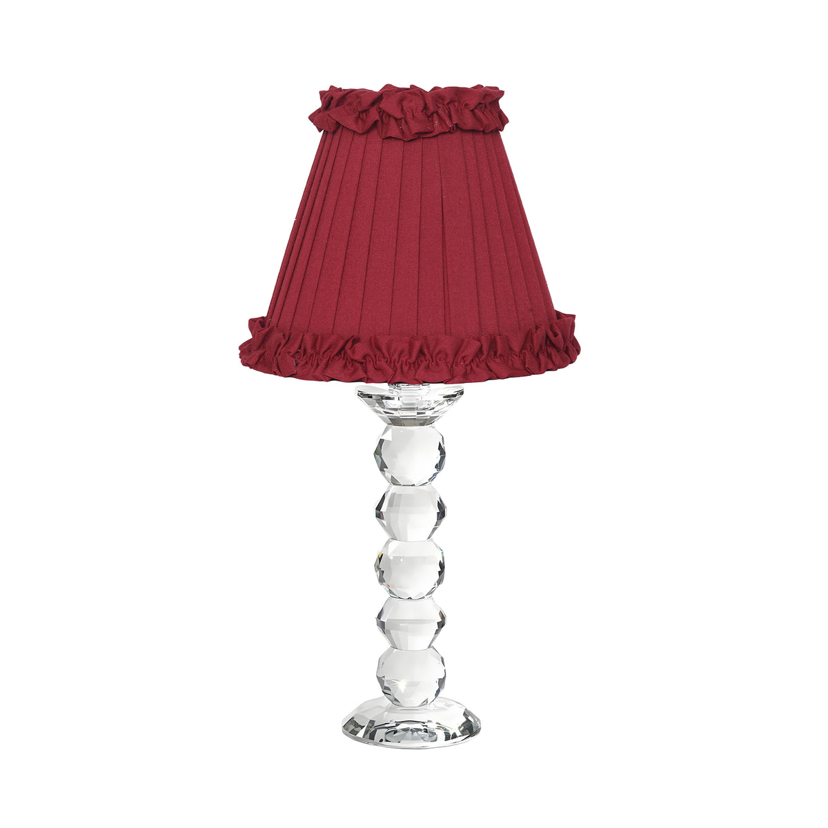 LANCELOT Rechargeable Lamp with Red Wine Frilled Fabric Lampshade