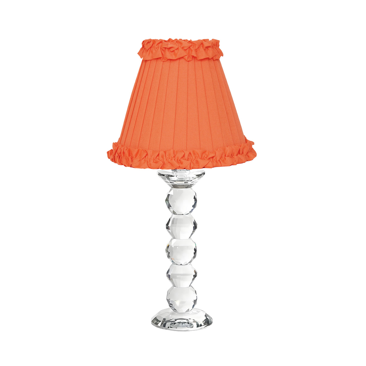 LANCELOT Rechargeable Lamp with Vermilion Frilled Fabric Lampshade