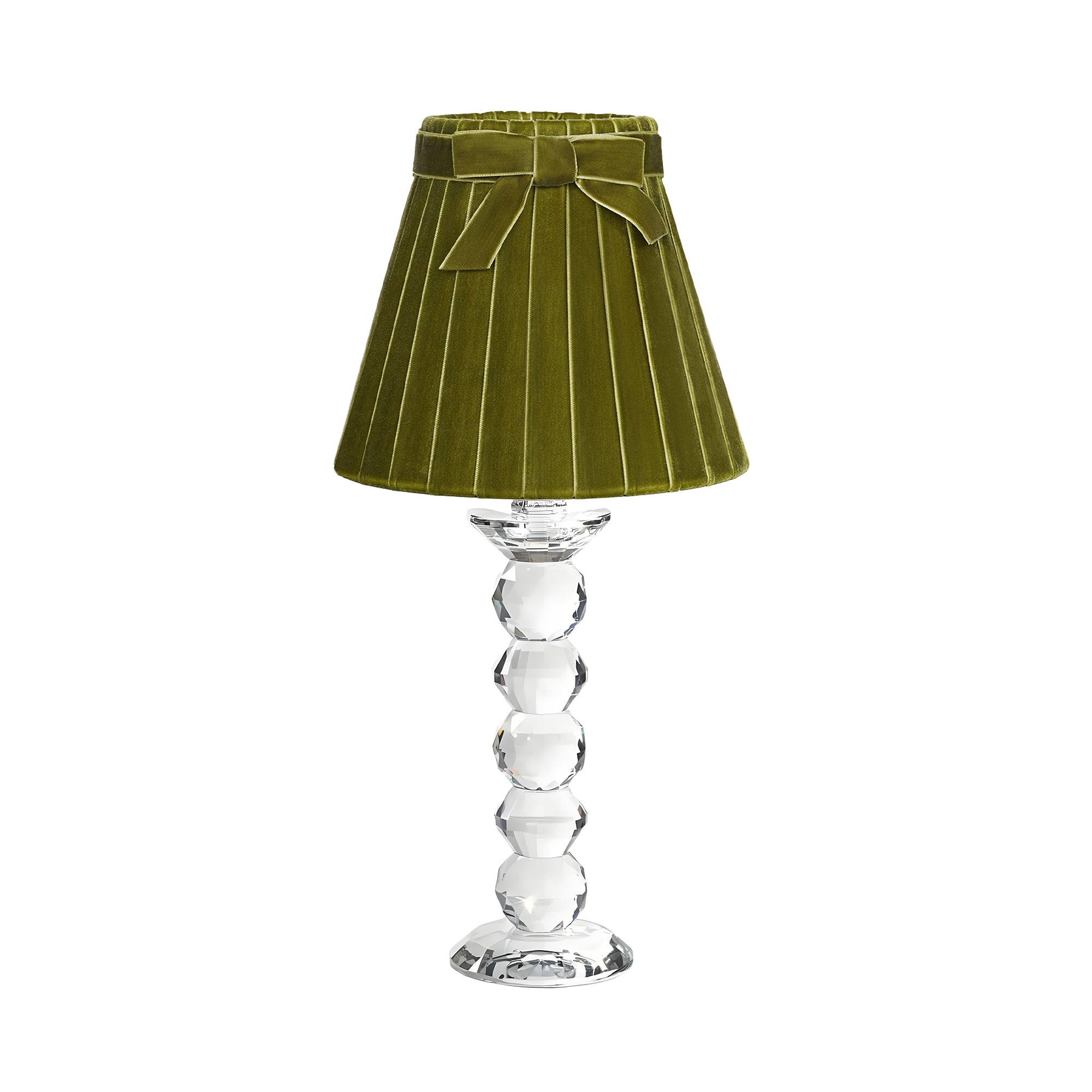 LANCELOT Rechargeable Lamp with 18cm Olive Green Velvet Lampshade