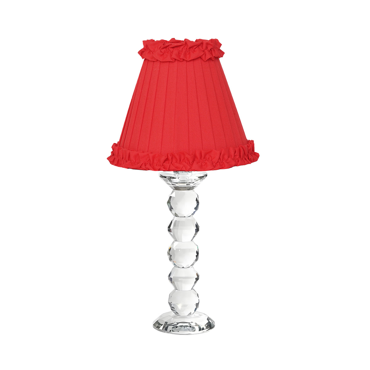 LANCELOT Rechargeable Lamp with Red Brick Frilled Fabric Lampshade