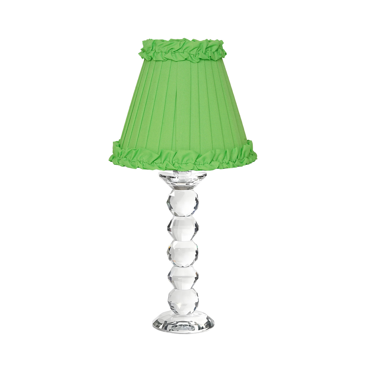 LANCELOT Rechargeable Lamp with Lime Green Frilled Fabric Lampshade
