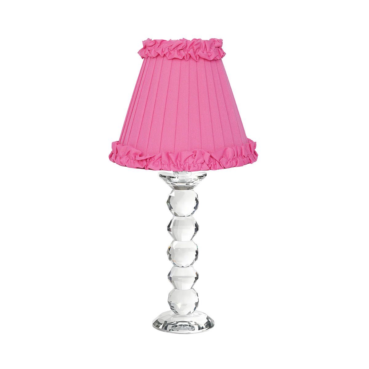 LANCELOT Rechargeable Lamp with Fuchsia Frilled Fabric Lampshade