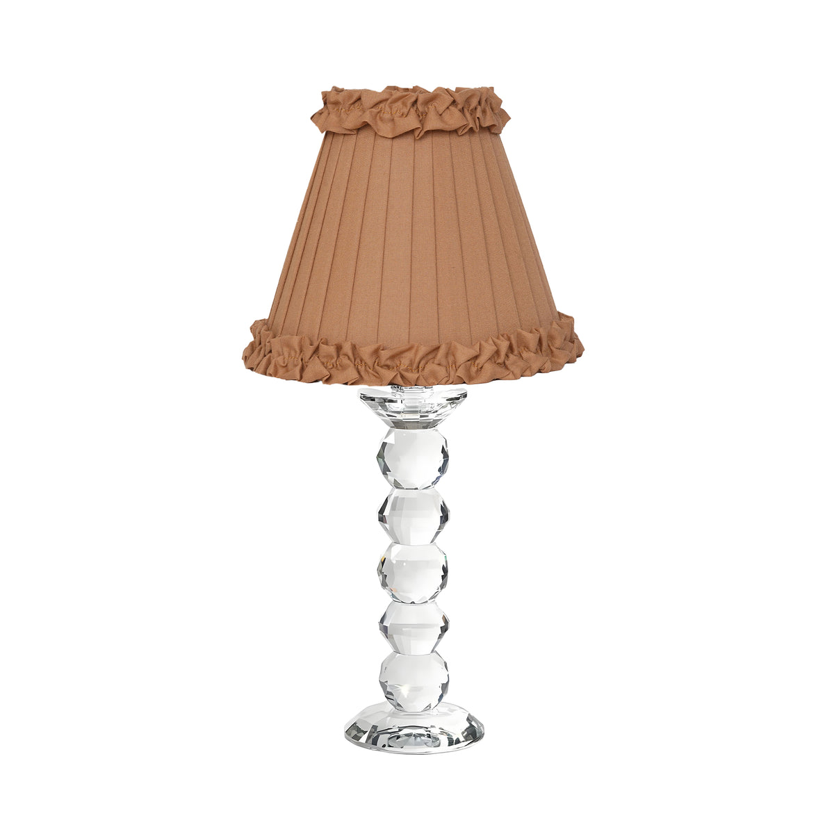 LANCELOT Rechargeable Lamp with Camel Frilled Fabric Lampshade
