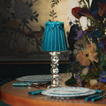 LANCELOT Rechargeable Lamp with 5.5" Teal Velvet Lampshade