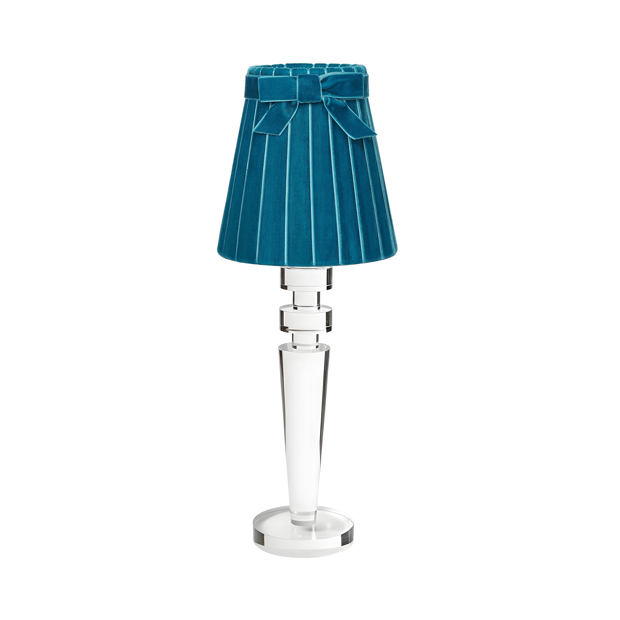 ARTHUR Rechargeable Lamp with 5.5" Teal Velvet Lampshade
