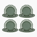 Dark Olive Salad & Dinner Lace Plates Set for 4