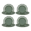 Dark Olive Salad & Dinner Lace Plates Set for 4