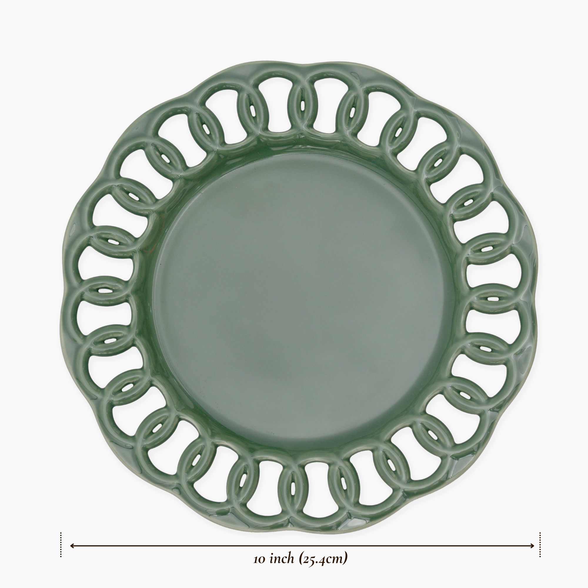 Dark Olive Dinner Lace Plates Set for 4
