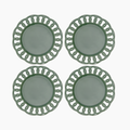 Dark Olive Dinner Lace Plates Set for 4