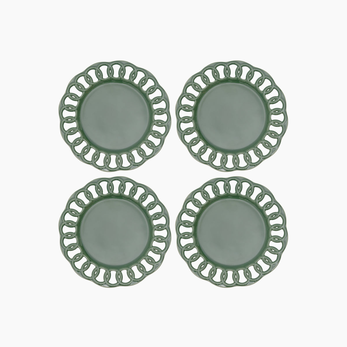 Dark Olive Ceramic Salad Plates Set for 4