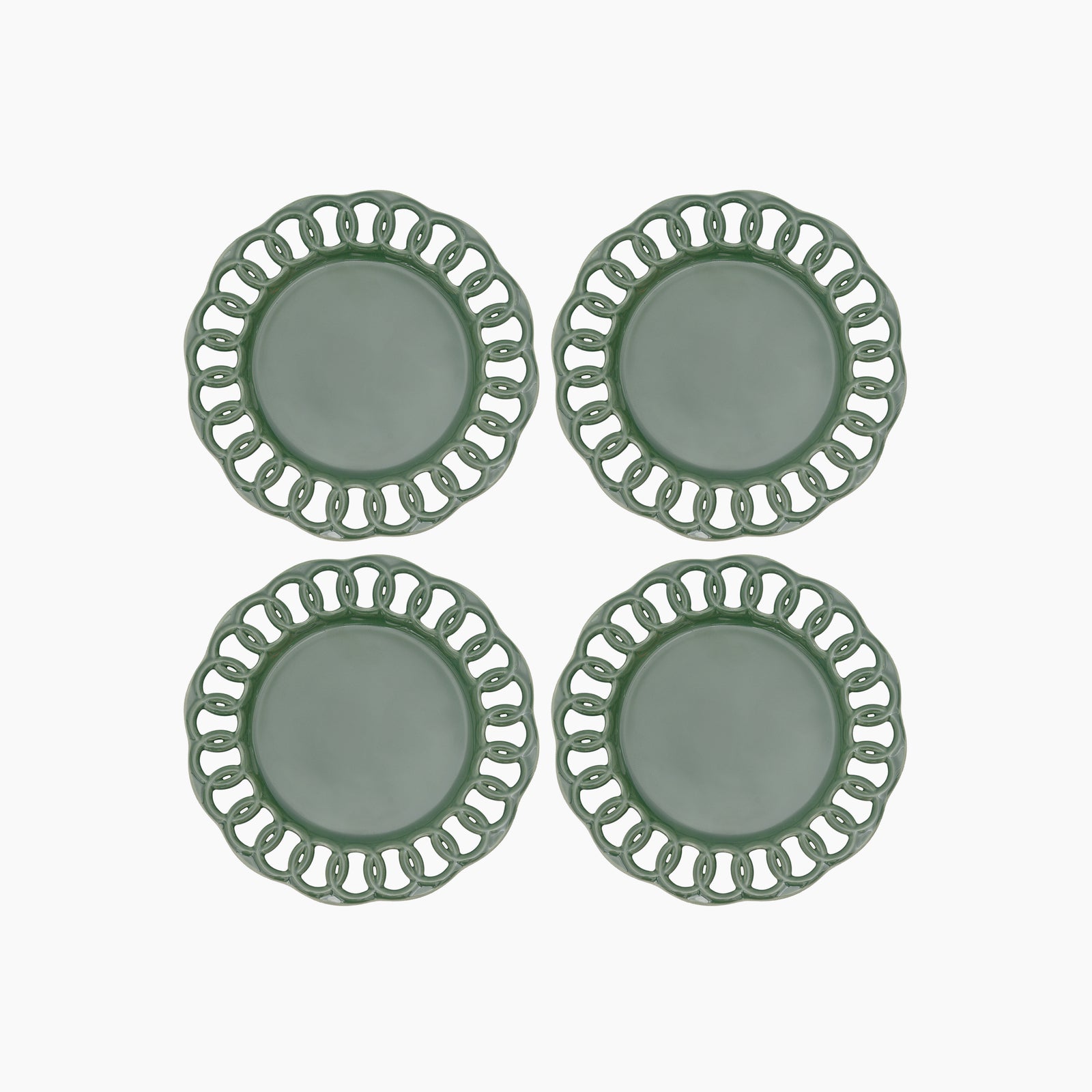 Dark Olive Ceramic Salad Plates Set for 4