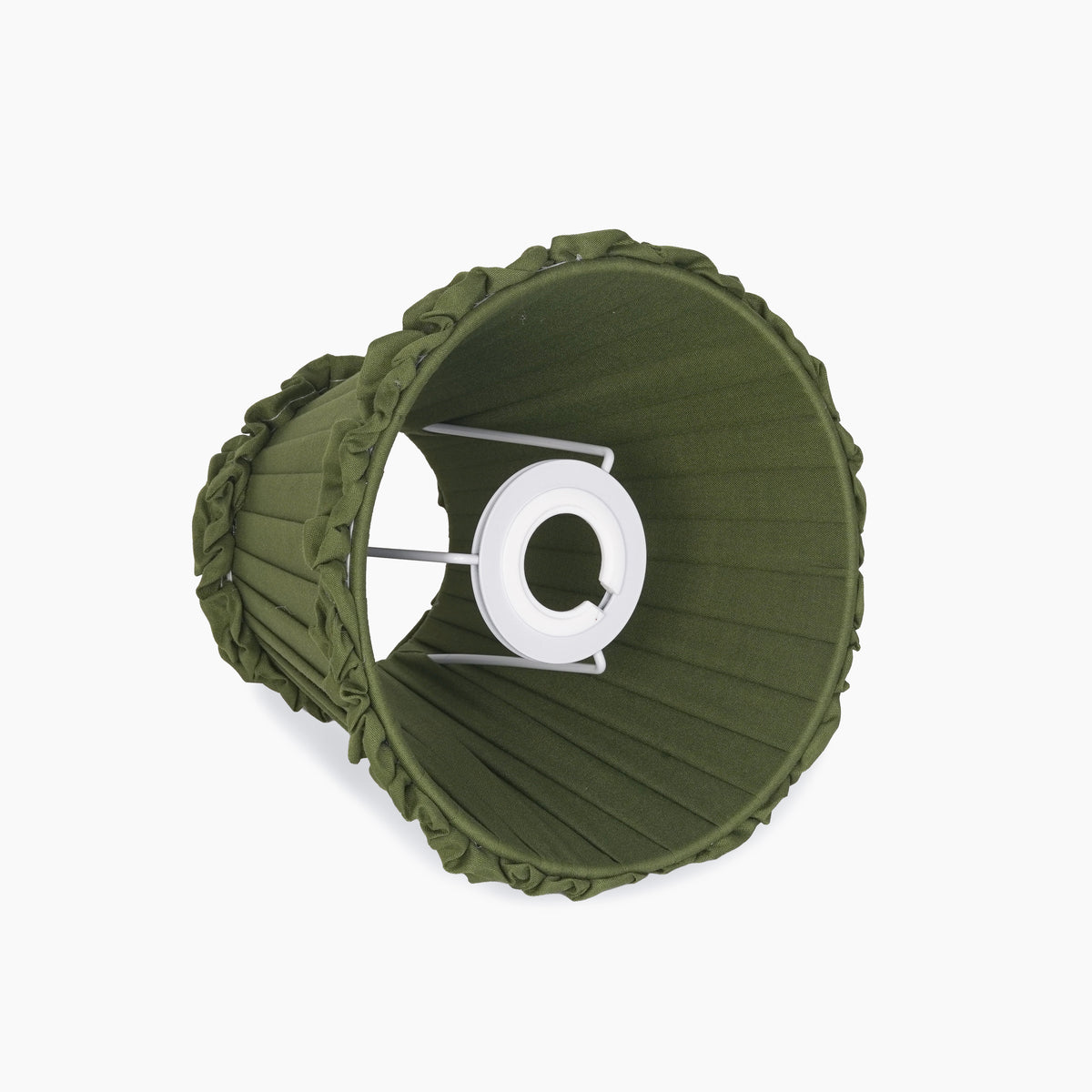 Olive Green Frilled Fabric Lampshade