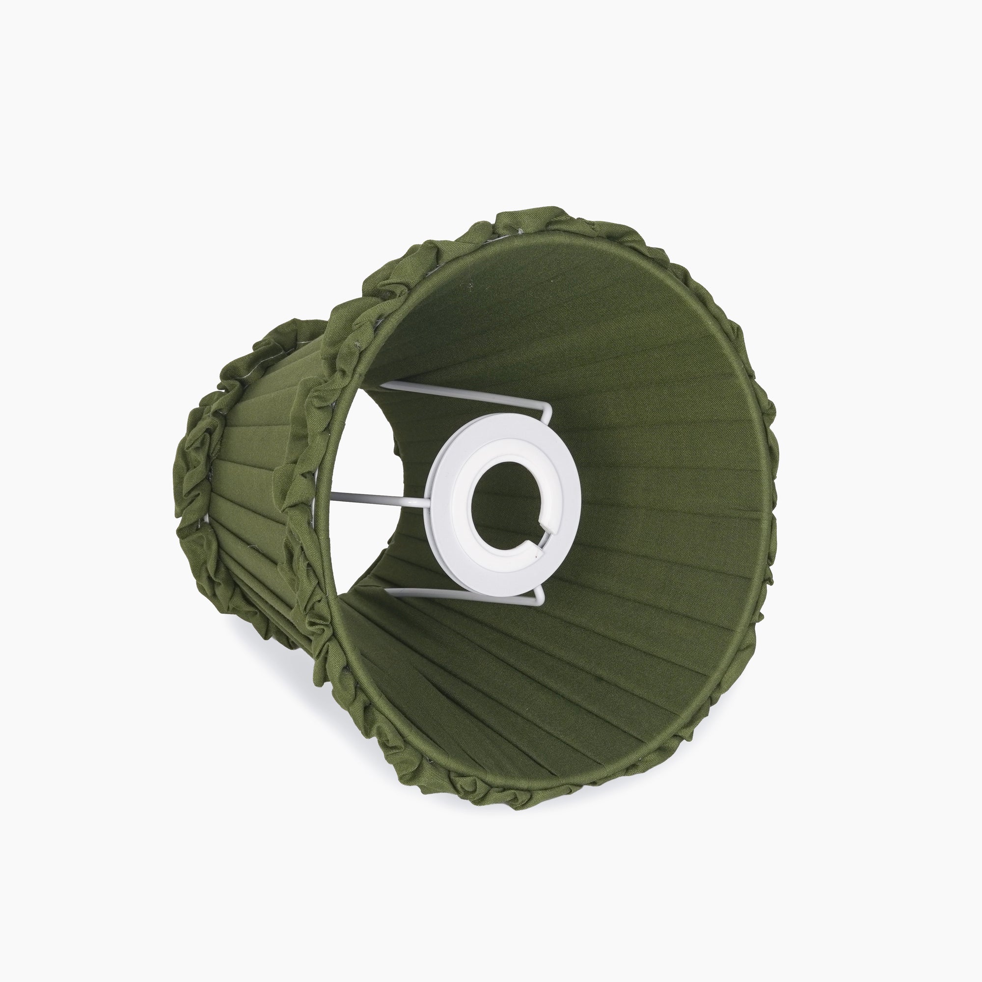 Olive Green Frilled Fabric Lampshade