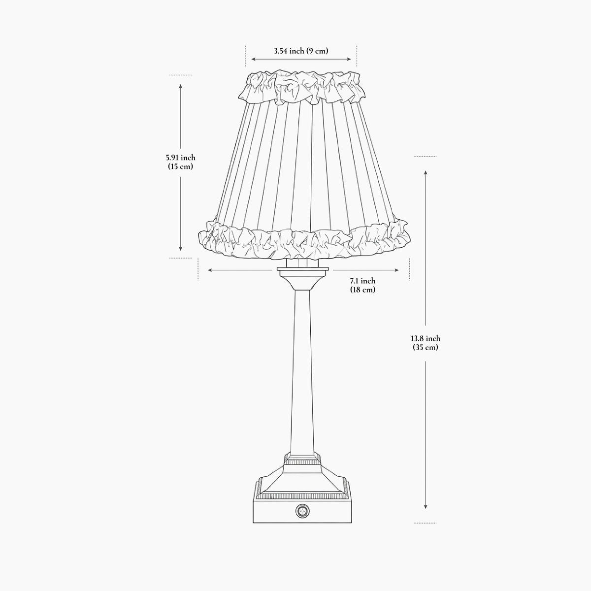 EIFFEL Rechargeable Lamp with Camel Frilled Fabric Lampshade