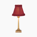 EIFFEL Rechargeable Lamp with Red Wine Frilled Fabric Lampshade