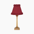 EIFFEL Rechargeable Lamp with Red Wine Frilled Fabric Lampshade