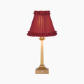 EIFFEL Rechargeable Lamp with Red Wine Frilled Fabric Lampshade