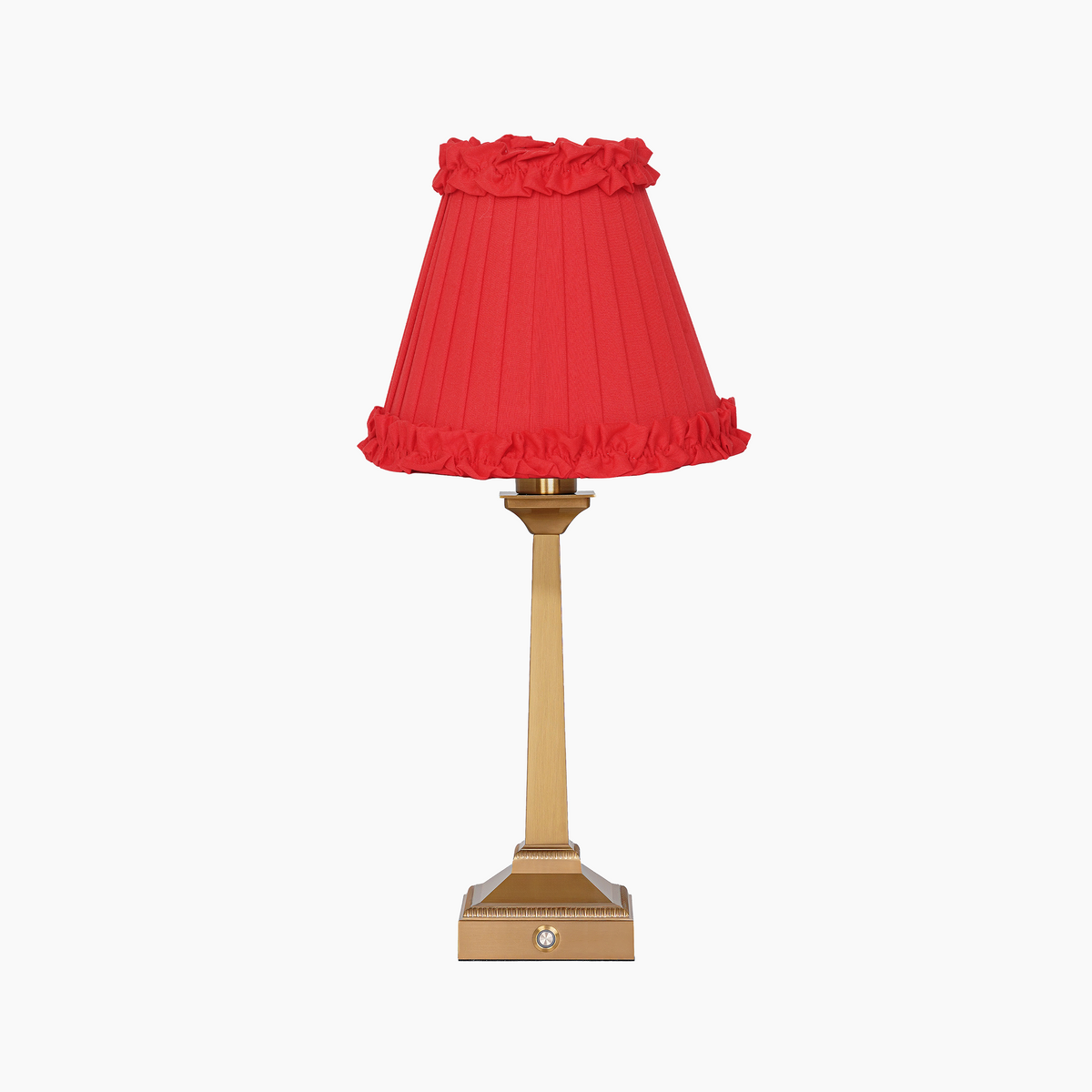 EIFFEL Rechargeable Lamp with Red Brick Frilled Fabric Lampshade