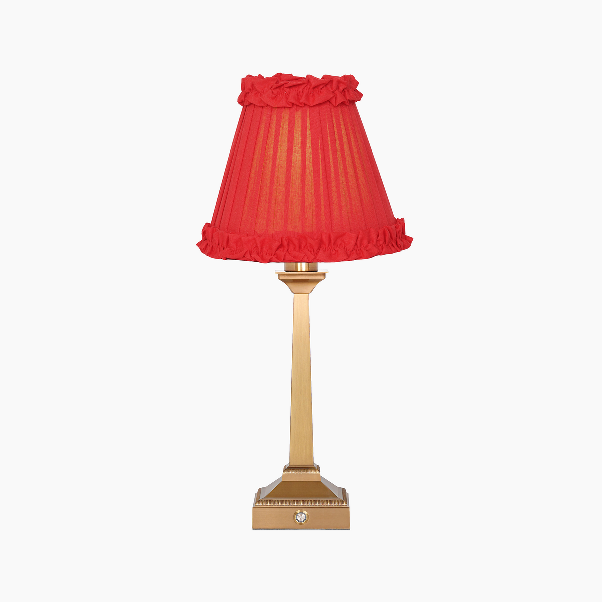 EIFFEL Rechargeable Lamp with Red Brick Frilled Fabric Lampshade