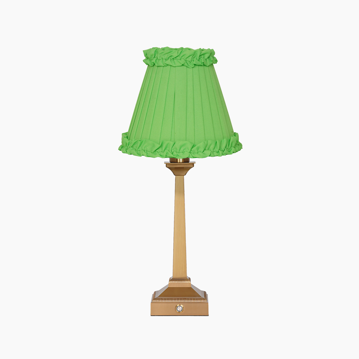 EIFFEL Rechargeable Lamp with Lime Green Frilled Fabric Lampshade