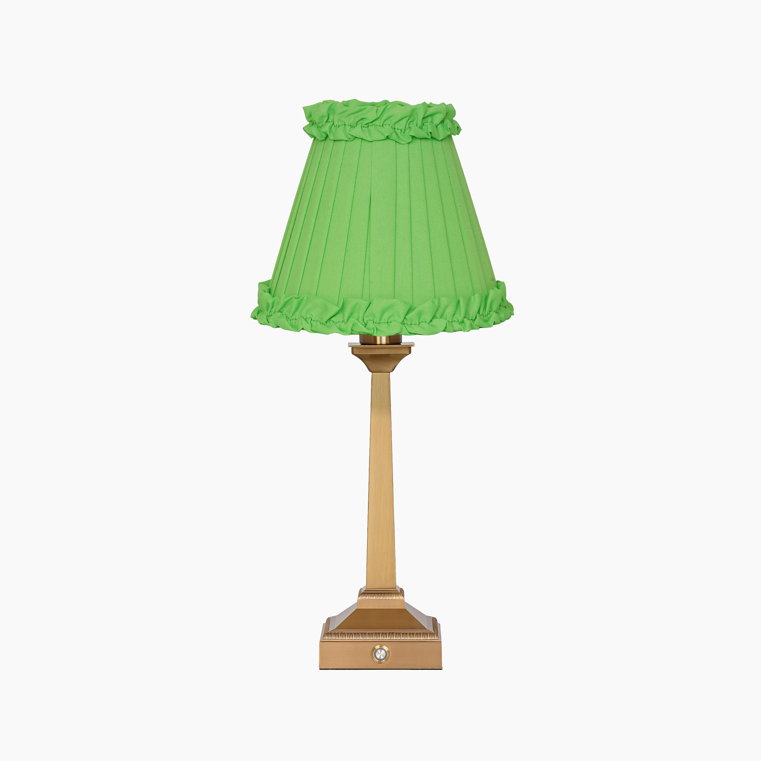 EIFFEL Rechargeable Lamp with Lime Green Frilled Fabric Lampshade