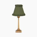 EIFFEL Rechargeable Lamp with Olive Green Frilled Fabric Lampshade