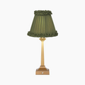 EIFFEL Rechargeable Lamp with Olive Green Frilled Fabric Lampshade