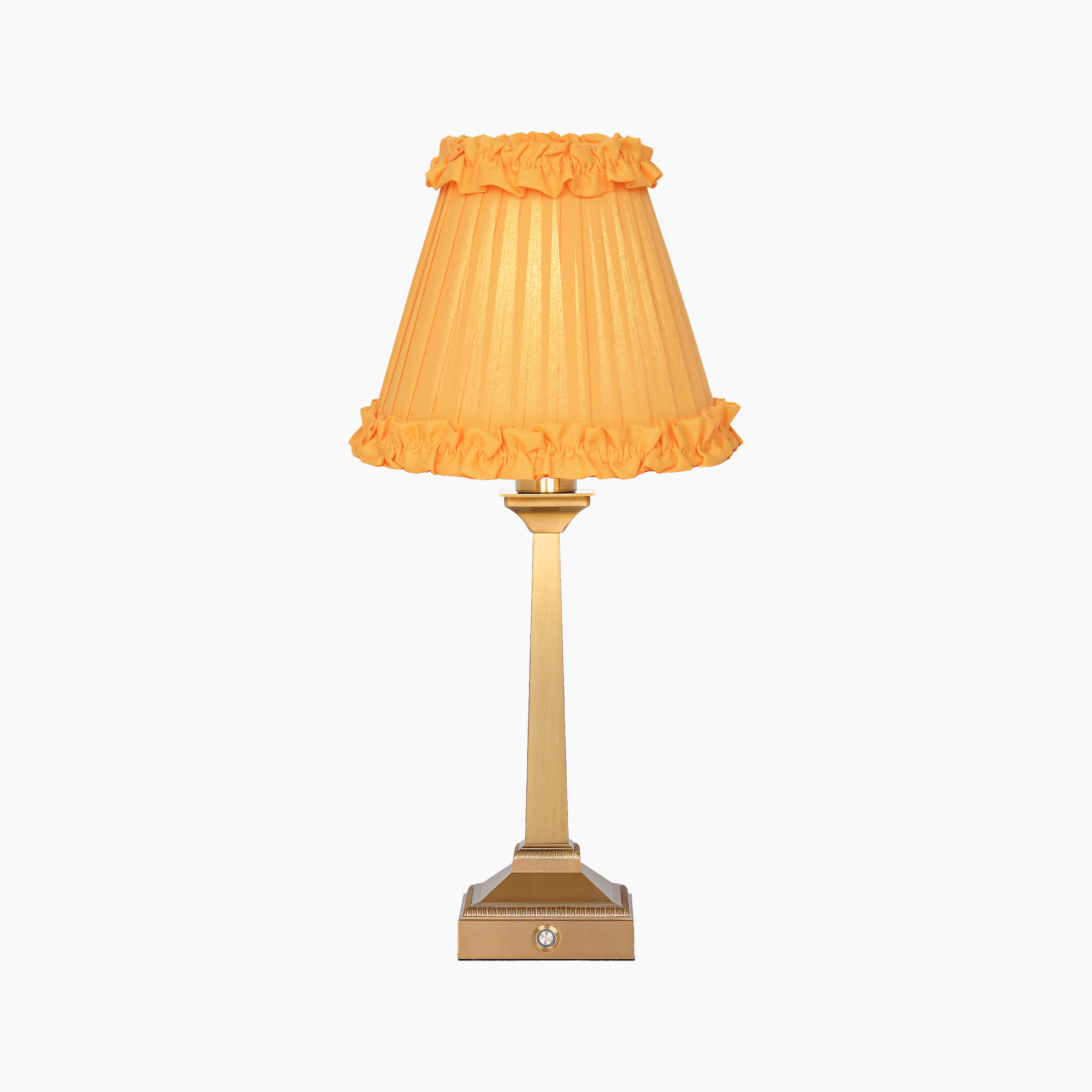 EIFFEL Rechargeable Lamp with Marigold Frilled Fabric Lampshade