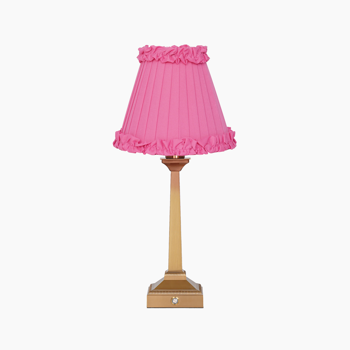 EIFFEL Rechargeable Lamp with Fuchsia Frilled Fabric Lampshade