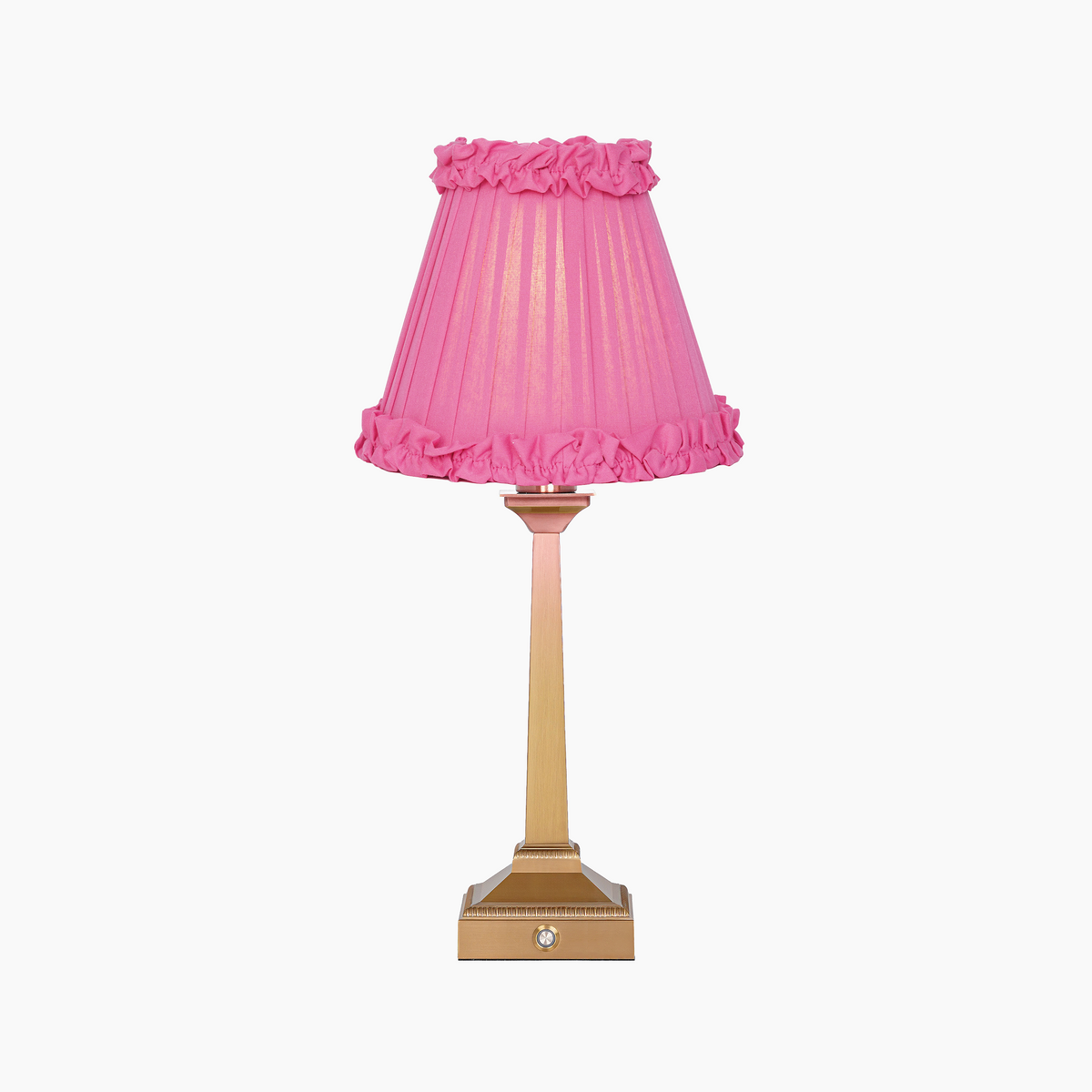 EIFFEL Rechargeable Lamp with Fuchsia Frilled Fabric Lampshade