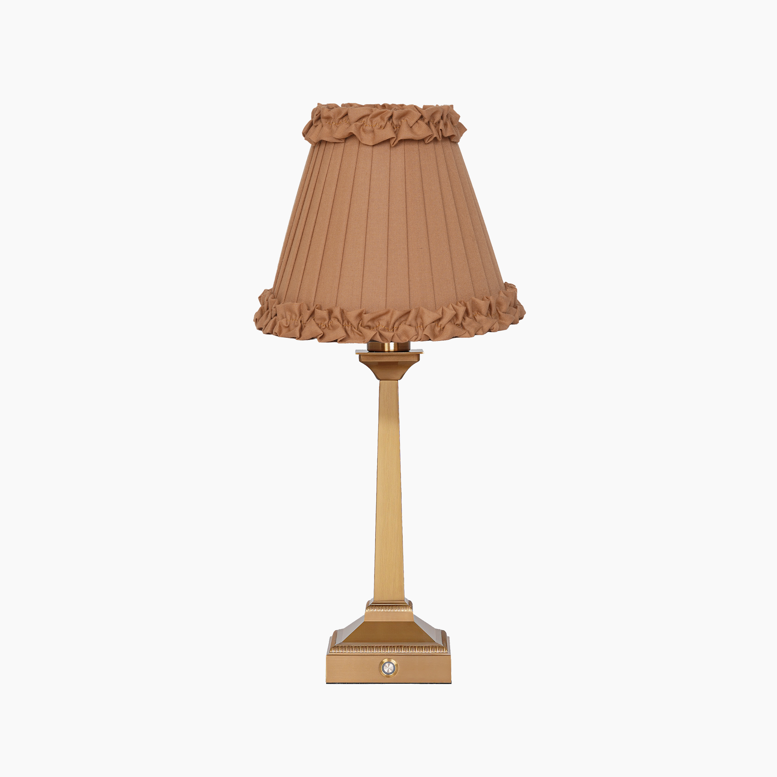EIFFEL Rechargeable Lamp with Camel Frilled Fabric Lampshade